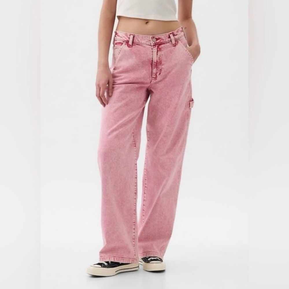 GAP 90's Loose Carpenter Mid Rise Pink Wide Leg Jeans size 28 6P Y2K‎